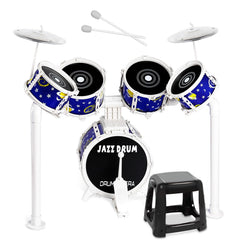 TWFRIC toy drum set assembled for kids practicing rhythm and imaginative performance.