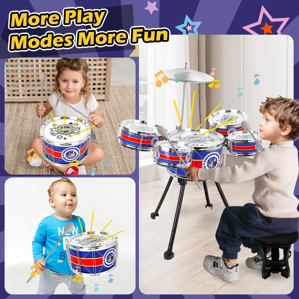 TWFRIC packaging showing complete 7-piece drum set gift-ready
