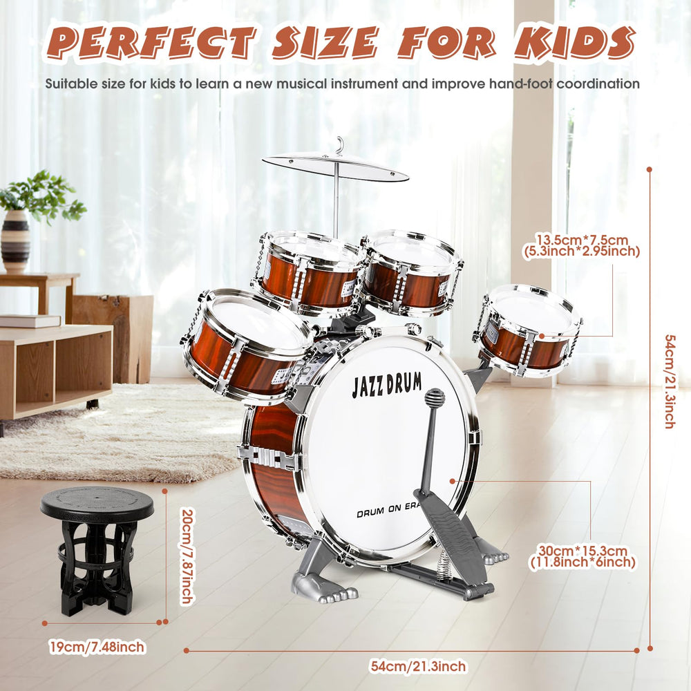 TWFRIC drum sticks with foam tips enable gentle drumming for beginners.