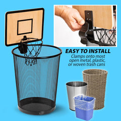 Twiddler Toys basketball trash can hoop attaches easily in an office desk setup