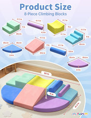Twinkoo extralarge soft climbing blocks with colorful panels for color recognition.