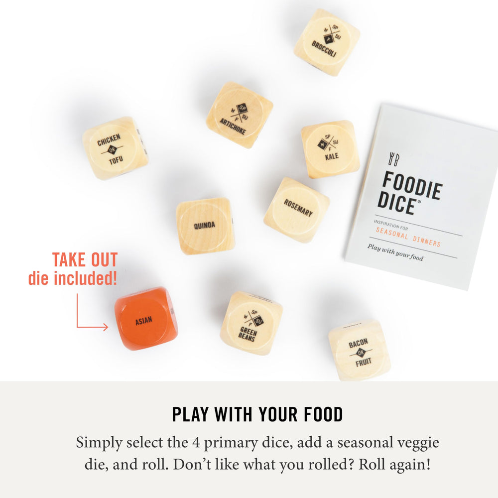 Two Tumbleweeds Foodie Dice protein die showing meat or veggie options for flexible meals.