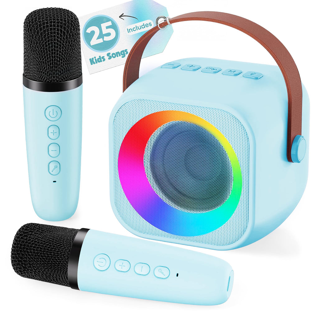 Two3Sevens Mini Karaoke Machine for Kids with built-in songs, ideal for playtime.