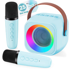 Two3Sevens Mini Karaoke Machine for Kids with built-in songs, ideal for playtime.