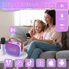 TWOBIGO mini karaoke built-in phone holder keeps lyrics at eye level.
