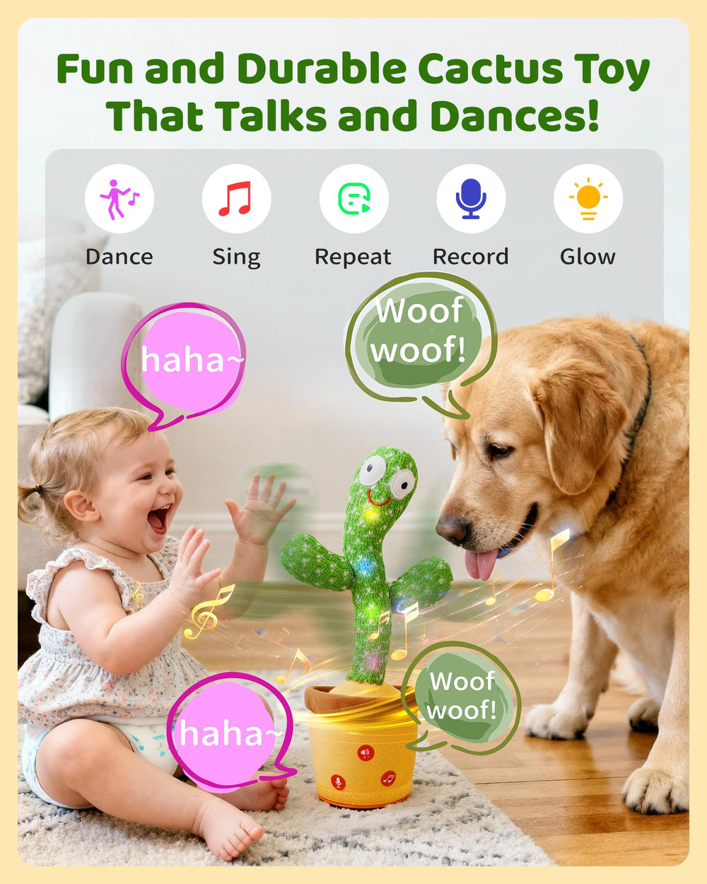 TWORIVER cactus records and replays messages, adding a personal touch to playtime.