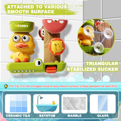 TXTLDB bath toy triangle suction cups hold securely on smooth surfaces.