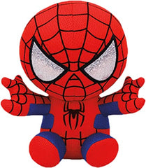 Ty Spiderman plush side view, ideal for collectible displays and imaginative adventures