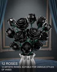 TYCOLE black rose blooms arranged for minimalist display.