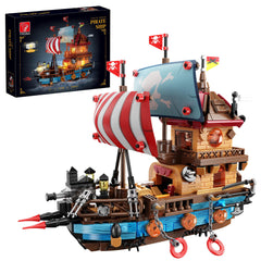 TYCOLE pirate ship building kit box shows contents for easy unboxing and starting building