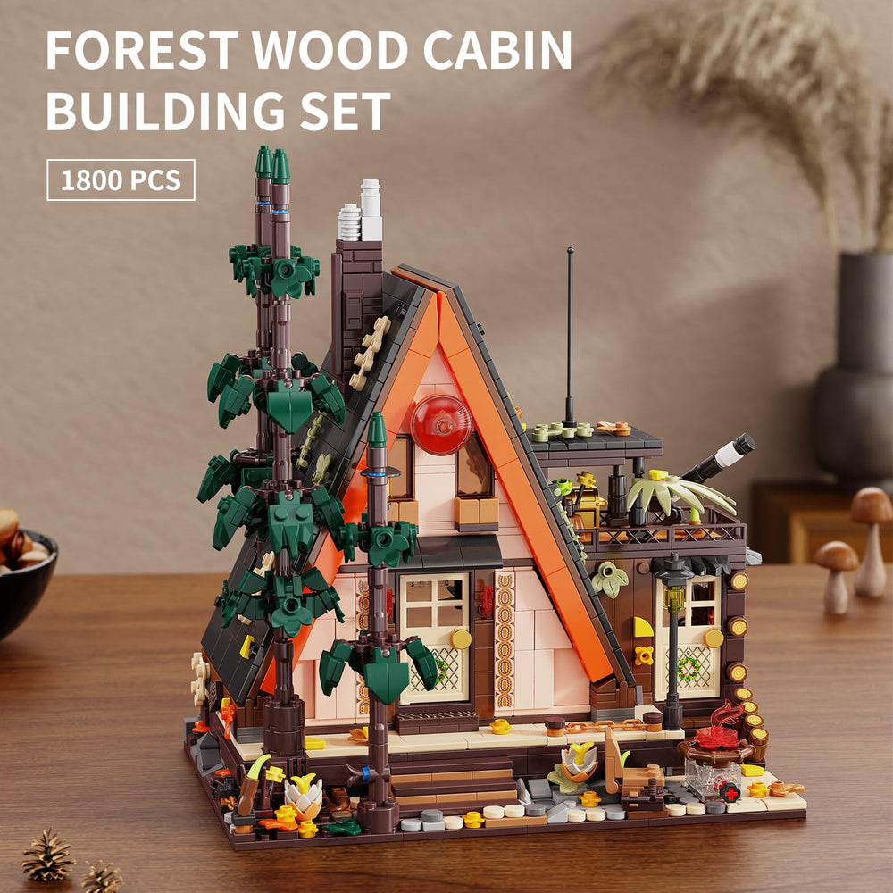 TYCOLE wood cabin exterior lit to bring forest vibe after dark