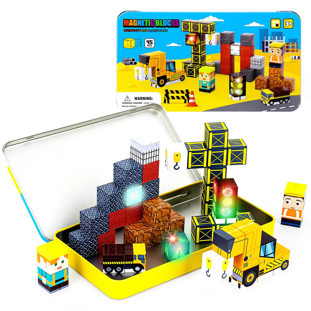 Tyholoo 45-piece magnetic blocks travel set fuels imaginative play during flights and trips