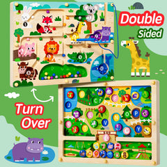 Tymokcall beads and magnetic pens promote fine motor control and color sorting.