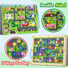 Tymokcall Magnetic Maze 2in1 alphabet maze emphasizes letters and animals.