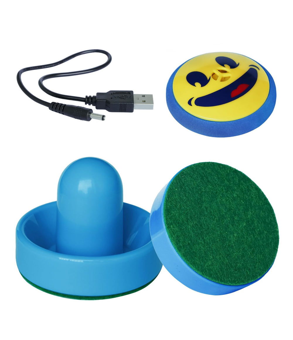 TYRDAN rechargeable floating air hockey puck ready for fast play on flat surfaces