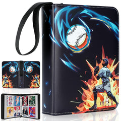 Tyyfnn blue 4-pocket baseball card binder showing organized pages for easy display