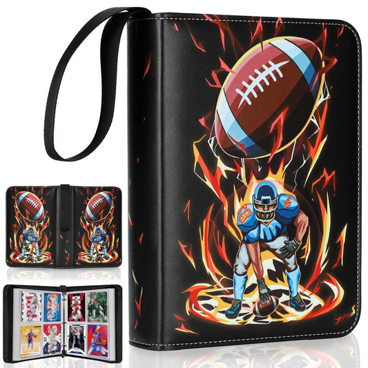 tyyfnn football card holder front view showing sturdy binder and easy carry
