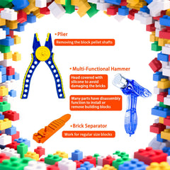 TZBTSTEAM Building Blocks Tool Kit dual-head hammer protecting brick surfaces during use