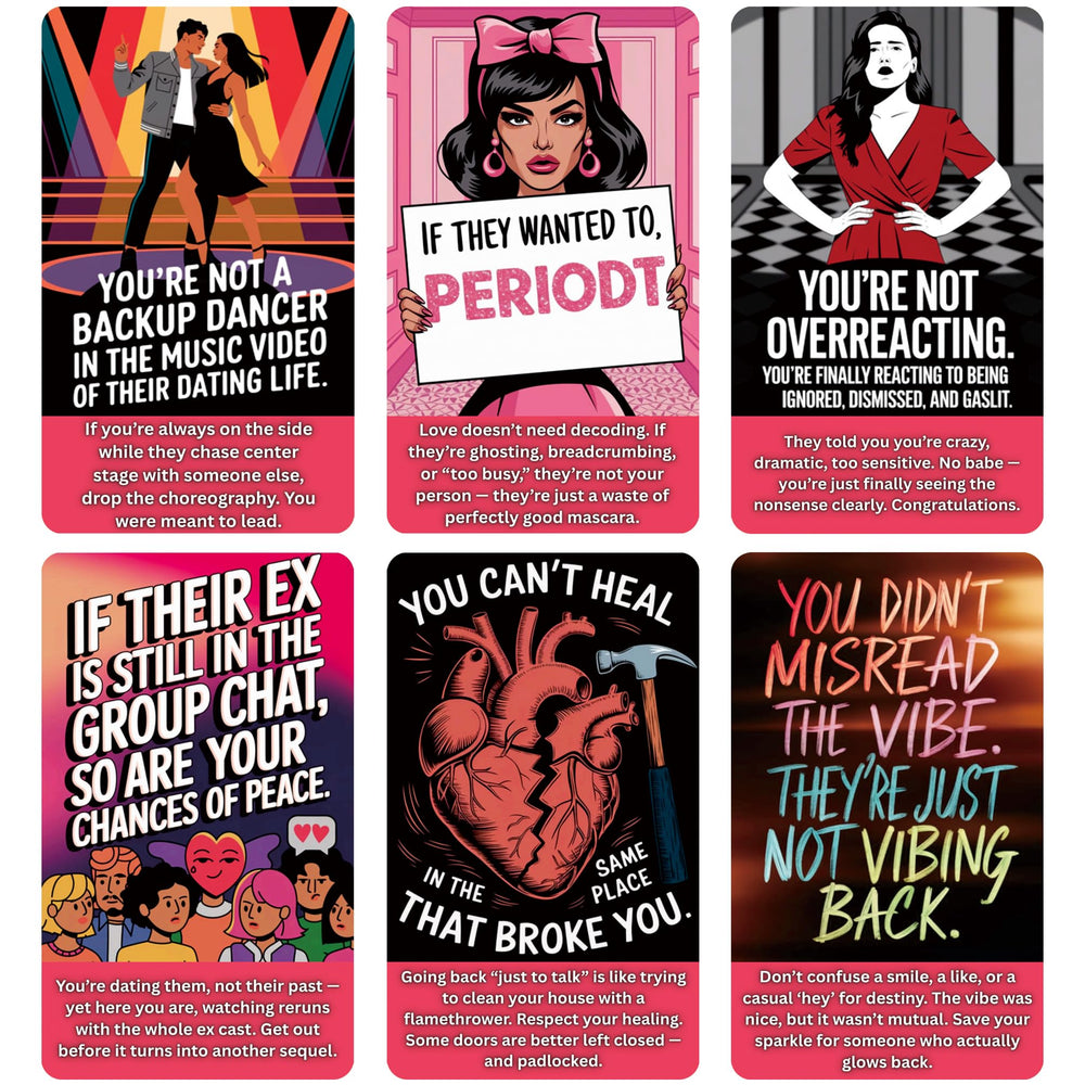 Tzxamsez Love Oracle Oh Hell No card front, blunt truths for dating reflections.