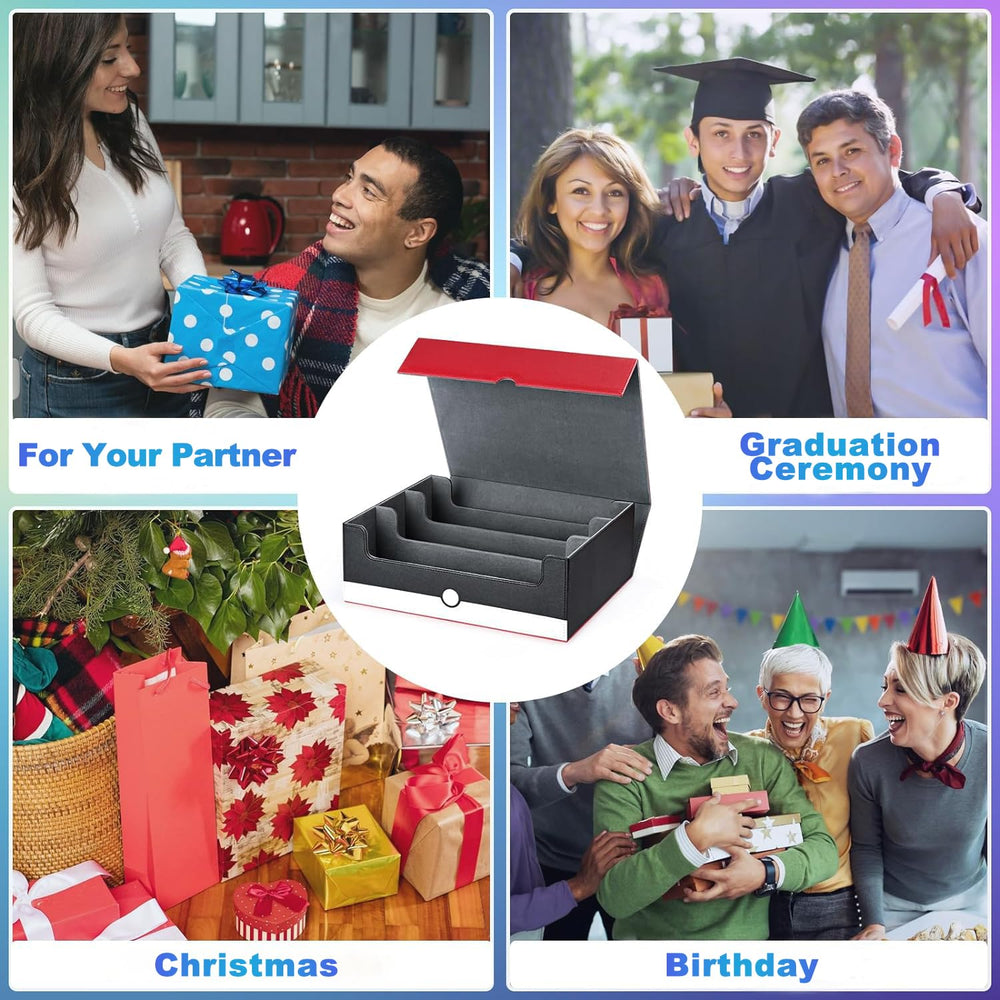 Durable red and white PU leather finish adds premium style to your collection.