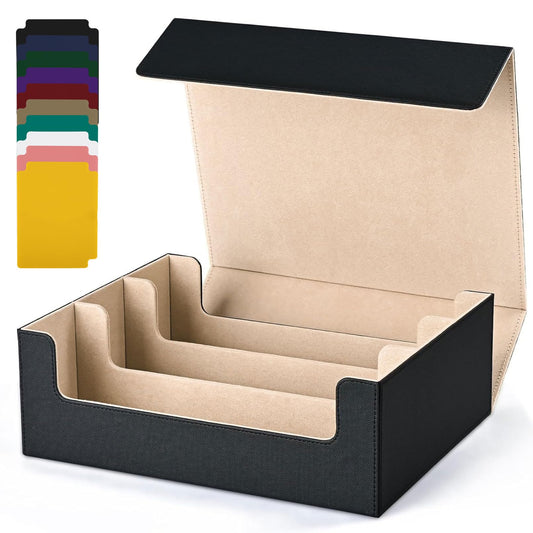 UAONO card storage box with magnetic closure keeps decks secure during travel.