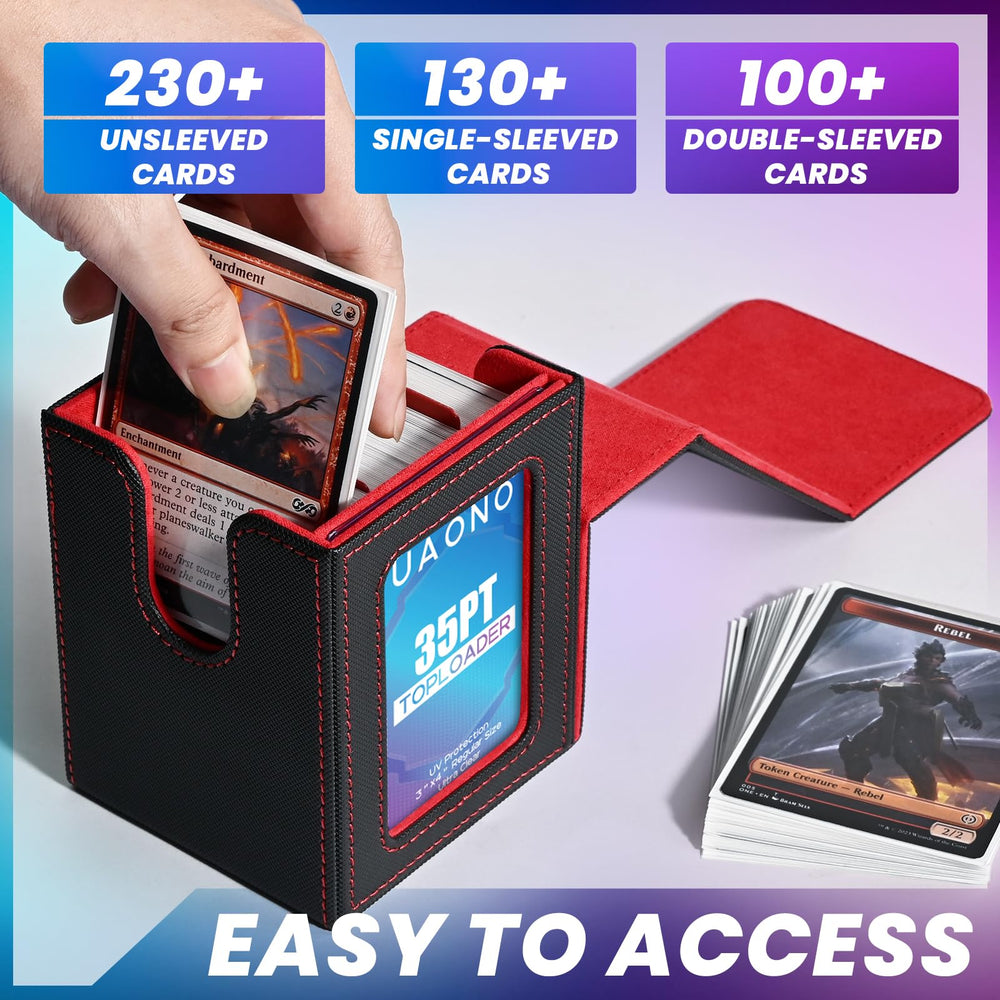 UAONO deck case holds 100-plus double-sleeved cards for neat, portable storage.