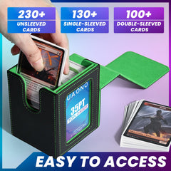 UAONO deck case holds 100+ double-sleeved cards with secure transport