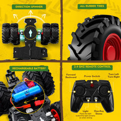 Uarzt remote control tractor 8-wheel design enhances stability on carpet