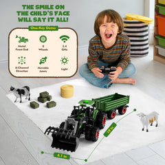 Uarzt remote control tractor hay bale set supports barnyard scene building