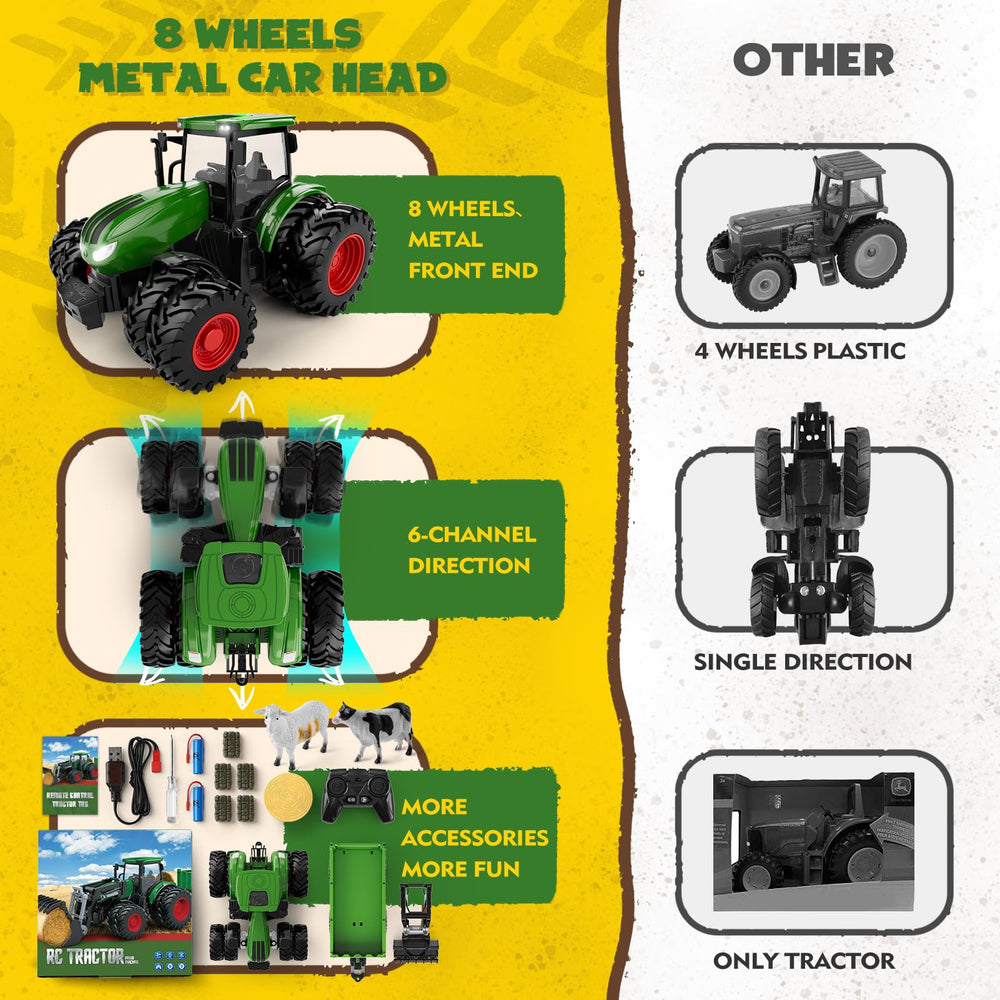 Uarzt remote control tractor metal head for durable, premium feel