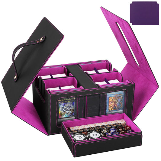 UAUZA card deck box with four windowed compartments for quick card access