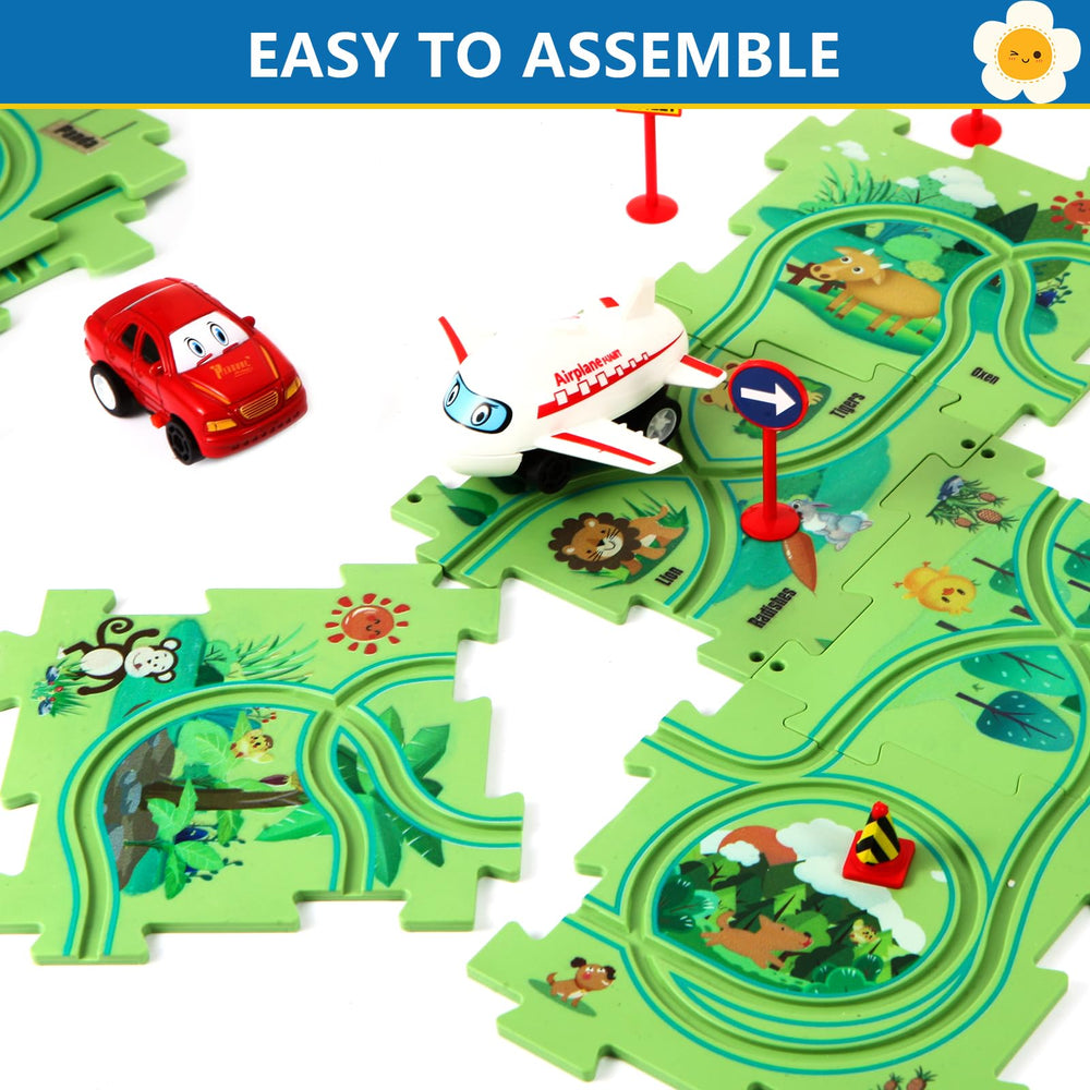 Ubegger Puzzle Racer battery-operated cars require one AAA battery (not included).