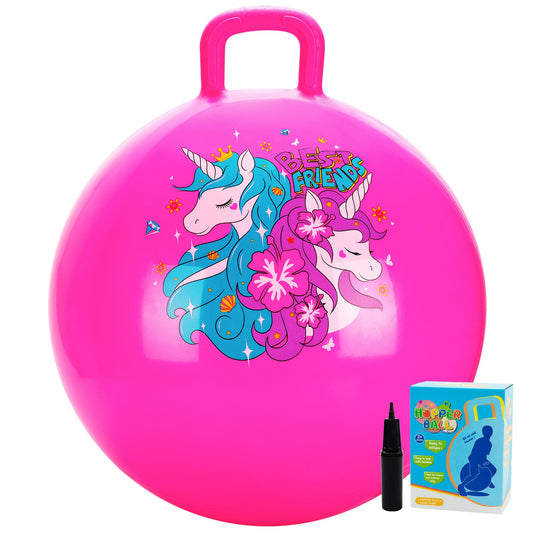 U&C Planet unicorn hopper ball in pink for kids 5-9 during active play
