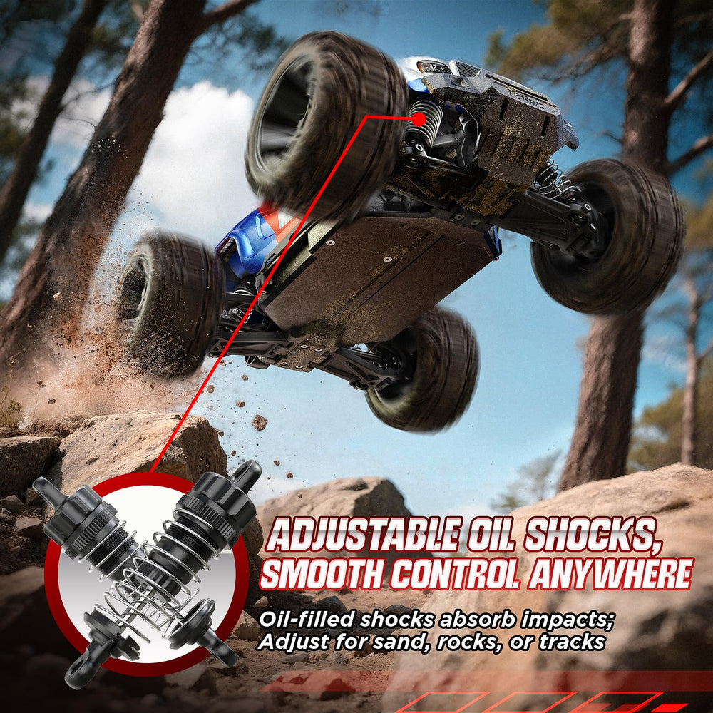 UDIRC Fast All-Terrain RC Car close-up of differential highlights durable metal components.