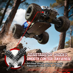 UDIRC Fast All-Terrain RC Car close-up of differential highlights durable metal components.