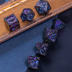 UDIXI metal DND dice with D10 purple sequins for precise, easy-to-read results.