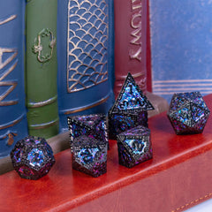 UDIXI metal DND dice with D12 purple sequins for balanced feel and satisfying rolls.