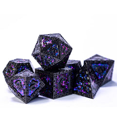 UDIXI metal DND dice with D6 purple sequins for confident tabletop gameplay.
