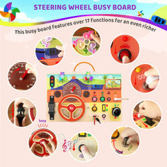 UdoUto busy board windmill spinner supports tactile engagement and cause-and-effect learning.