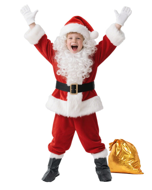 UDYR Santa costume coat in red velvet for festive photos and holiday charm.