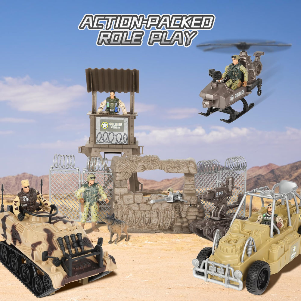 UFLJPKS army toys motorcycle speeds into fast-paced chase scenes.
