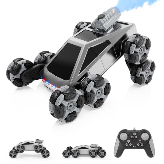 UFOLED 8-Wheel RC Stunt Car front view with vibrant LED lights for night play