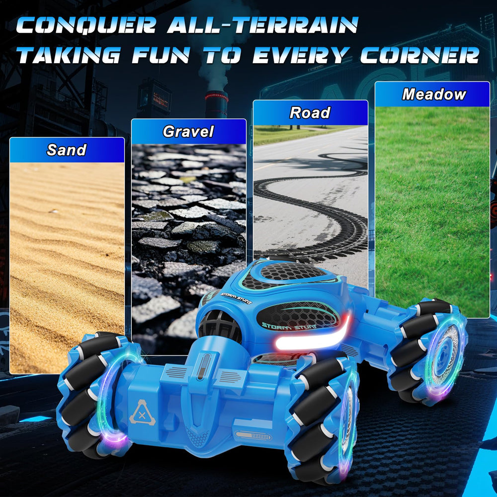 UFOLED Gesture Sensing RC Stunt Car off road traction on dirt and grass