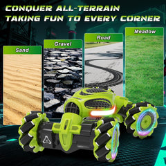 UFOLED off-road tires grip grass and gravel for versatile play.