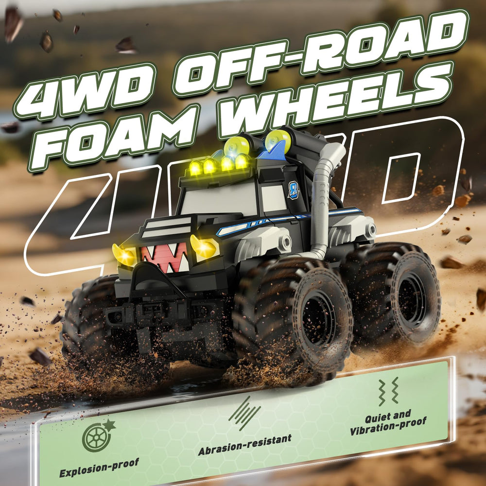 UFOLED RC car demonstrating 360-degree rotation for land and water fun.
