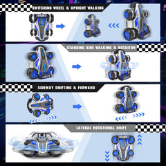 UFOLED RC car side-drift action showing extreme maneuverability.