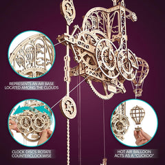 UGEARS Aero Clock displayed on a desk for display.