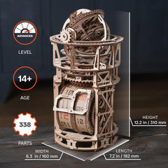 UGEARS Astronomer Table Clock glue-free assembly enables tool-free building