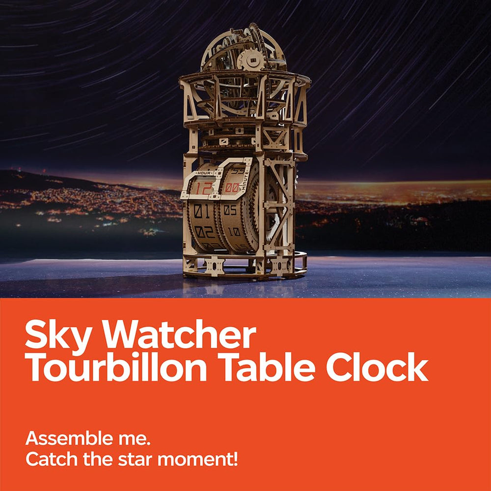 UGEARS Astronomer Table Clock wood puzzle emphasizes hands-on satisfaction
