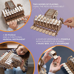 UGEARS Celesta octave range from C to C with real musical notes.